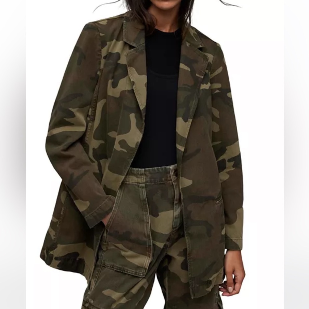 AllSaints Aleida Camo Cotton Blazer